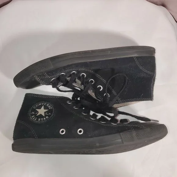 Womens Black Suede Mid Ankle Converse Size 6.5 - Picture 5 of 8